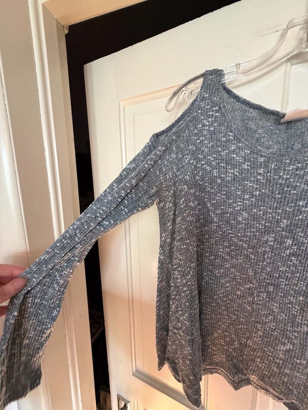 Tokyo Darling Cold Shoulder Ribbed Knit Top - Picture 2 of 6
